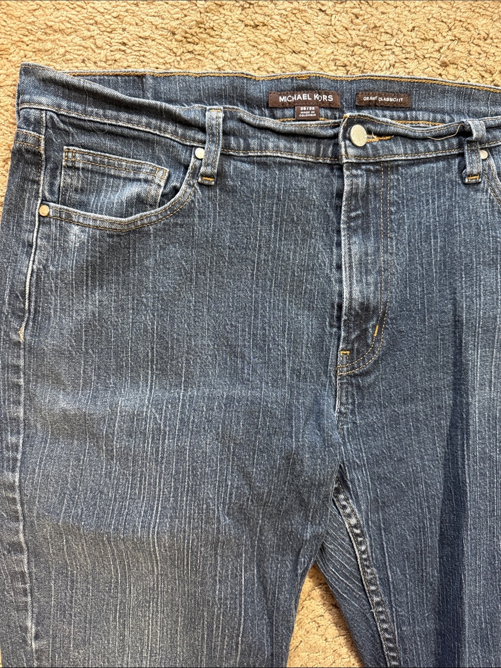 Vintage Early 2000’s Michael Kors Men’s 36 x 32 Blue Pinstripe Straight Jeans